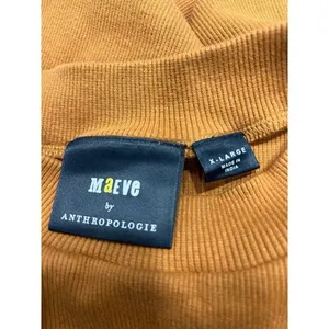 MAEVE Anthropologie Womens Size XL Shirt Short‎ Sleeve Ribbed Mustard Yellow. thumbnail 3