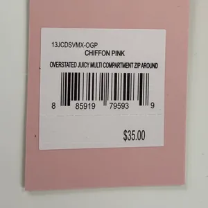 Juicy Couture Overstated Pink Gothic Logo Zip Around Wallet Heart Charm‎ NWT thumbnail 3