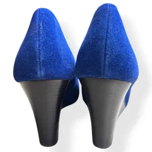 Lilly Pulitzer Womens Resort‎ Wedge Chic Heels Blue 8.5M Peep Toe Suede Preppy thumbnail 10