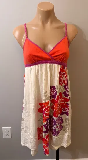 Aeropostale Dress Hibiscus Flowers Orange Pink Purple Medium 2009 thumbnail 1