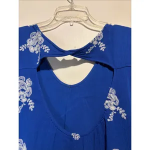 Altar'd State Royal Blue Back Cutout Shapeless Textured Long Sleeve Mini Dress M thumbnail 5