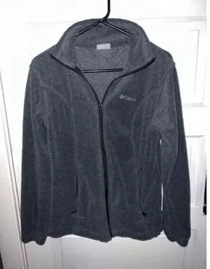 Columbia Classic Fleece Full-Zip Jacket Charcoal‎ Gray Cozy Outdoor Size Small thumbnail 1