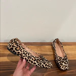 J. Crew Anya Scrunchie Ballet Flats in Calf Hair Size 6 Leopard Print thumbnail 2