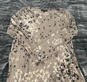 Floral Long Sleeve Top by Mario Serrano Gray Size M thumbnail 1