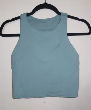 lululemon athletica High-Neck Crop Tank in Dusty Blue thumbnail 1
