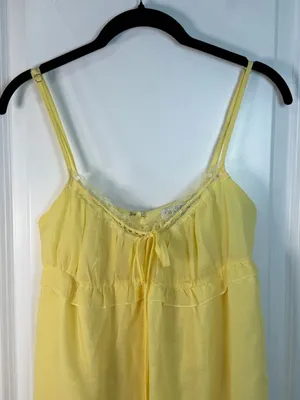 Grey Bandit Yellow Chiffon Lace Trim Babydoll Camisole Dress Size S BRD2836G-1 thumbnail 3