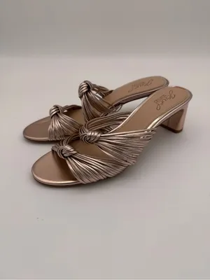 Jewel Badgley Mischka Cheryl Metallic Leather Block Heel Sandals Rose Gold 8 thumbnail 11