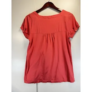 J Crew Coral Square Neck Short Sleeve Blouse Top Basic Casual Everyday M‎ thumbnail 8
