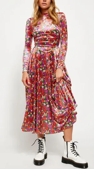 SOLD Heartland Crush Velvet MIDI Dress XS thumbnail 1