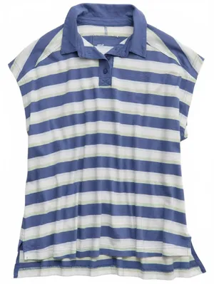 AE Aerie Happiest Oversized Polo T-Shirt American Eagle NWT Marbled Blue XS thumbnail 3