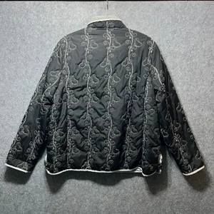 Natural Reflections XL Black Quilted Jacket Embroidered Fleece‎ Lined thumbnail 4