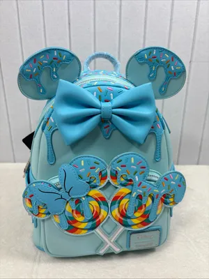 Loungefly Disney Minnie Mouse Lollipop Blue Sprinkle Ears ‎ Backpack - New thumbnail 16