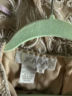 J Kara Blush Beaded Lace & Chiffon Maxi Dress thumbnail 4
