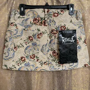 Rebelle Vengeance Retro Tapestry‎ Beige Colorful Skirt Small NWT thumbnail 2