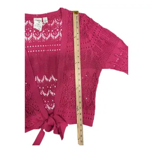 CATO Women's Size L-XL Cardigan Pink Tie‎ Front Girlhood Coquette Cottage thumbnail 5