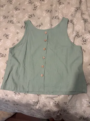 Amazon Sage green linen blend tank top thumbnail 4