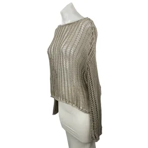 Princess Polly Beige Open Knit Sheer Long Sleeve Layering Cover Up Sweater Top S thumbnail 2