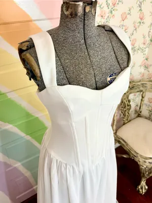 💥NWT Elliatt Emi Corset Drop-Waist Sheer Maxi Dress Soft White Sz M🧡 thumbnail 7