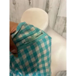 Maurices Turquoise Blue Gingham Plaid Button Down Shirt Womens Size Medium M Lon thumbnail 5
