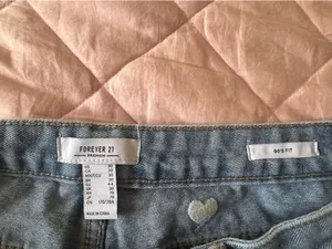 Forever 21 90s Fit Jeans With White Heart Patches thumbnail 3