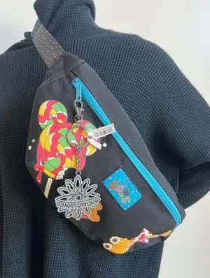 Disney fanny pack Colorful Candy Print Sling Bag with Turquoise Zipper thumbnail 1
