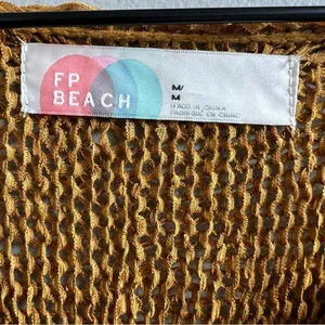 Free People Beach Naomi Tunic Sweater Swim Cover Up Mustard Yellow Gold Medium thumbnail 4