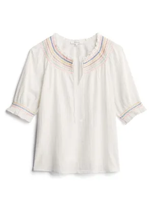 Madewell Smocked Short Sleeved Peasant Top Size Medium thumbnail 2