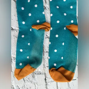 Green Orange Polka Dot Knee High Compression Pressure Socks thumbnail 3