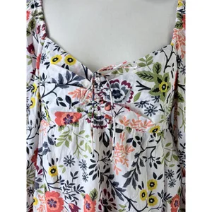 Velvet by Graham & Spencer‎ Floral Cotton Puff Sleeve Blouse White Multi Size M thumbnail 2