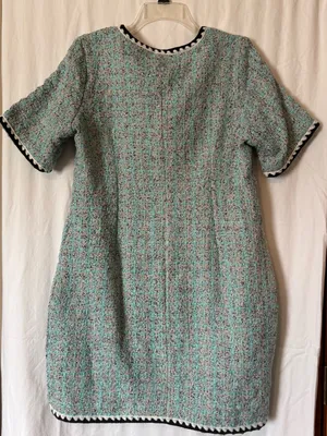 Women’s Size L Tweed Short Sleeve Button Front Mini Dress thumbnail 2