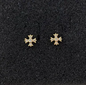 7mm CZ Cross Stud Earrings for Men Women Streetwear Punk Hip Hop Unisex Earrings thumbnail 1