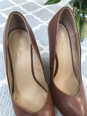 MIA closed Toe Brown Leather Wedge High Heel thumbnail 6