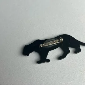 Vintage Tiger Panther Pin Brooch for shirt or scarf. Black Gold thumbnail 5