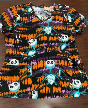 Disney The Nightmare Before Christmas Scrub Top Size Medium thumbnail 1