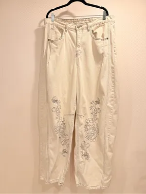 Daisy Street Faye Barrel Leg Embroidered Denim Contrast-Stitch Garment Sz XL thumbnail 2