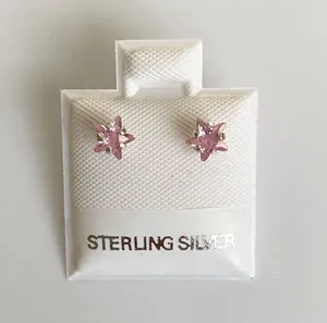 925 Sterling Silver Pink Star Studs thumbnail 1
