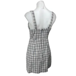 Abercrombie & Fitch Blue Tweed Plaid Checkered Sleeveless Cami Mini Tank Dress S thumbnail 2