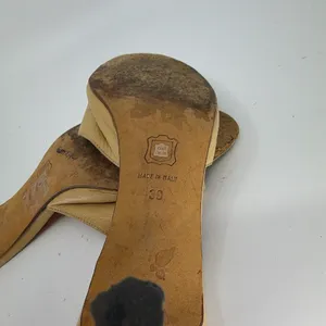 Gianni Milano Vintage Heeled Beige Leather 39 Mule thumbnail 6