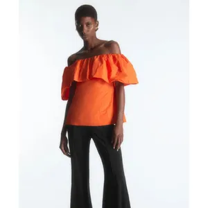 COS Voluminous Off-The-Shoulder Top in Bright Orange size 4 NWT thumbnail 2