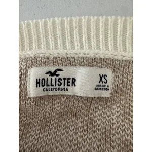 Hollister Button Cardigan Sweater Women XS Plaid Cropped Preppy Academia Neutral thumbnail 4