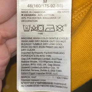 Gap Sweatshirt Medium Rugby Gold Logo Crewneck‎ Mustard Yellow Casual Pullover thumbnail 3