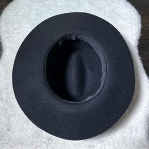 Phenix Black 100% Wool Leather Band Wide Brim Hat thumbnail 8