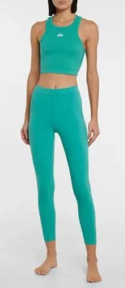 ALO leggings ribbed blissful high waisted 7/8 ocean teal emerald workout thumbnail 1