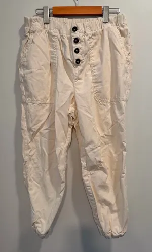 Free People Women’s Cream Button-Front Jogger Pants thumbnail 1