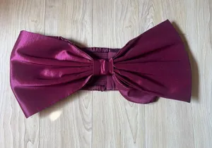 Oh Polly Wine Satin Bow Top thumbnail 1