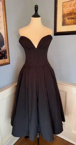 House of CB Lady Strapless Midi Dress in Black sz L thumbnail 1