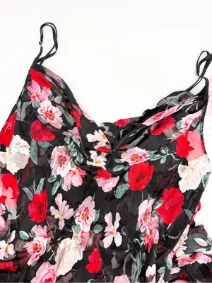 Victoria’s Secret Atelier Noir Burnout Satin Silk Plunge Gown Maxi Slip Chemise thumbnail 6