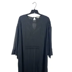 Wilfred Aritzia Black Embroidered Shift Dress L Sheer Lace Yoke Cover Up thumbnail 6