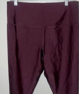 Athleta Women's Size Large Maroon Metallic Activewear Stretch Yoga Pant thumbnail 1