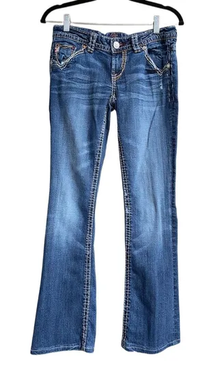 MEK Distressed y2k New Mazatlan Slim Bootcut Denim Jeans- 27/34 but 28.75 Inseam thumbnail 1